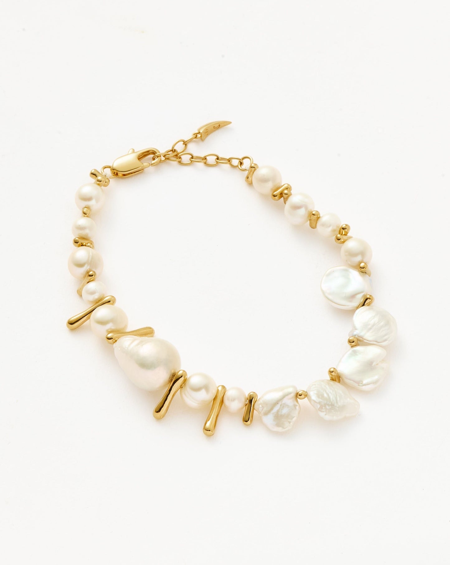 Mixed Pearl Statement Beaded Bracelet | 18ct Gold Plated/Pearl