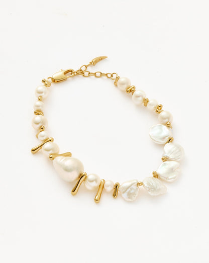 Mixed Pearl Statement Beaded Bracelet | 18ct Gold Plated/Pearl