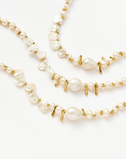 Mixed Pearl Statement Beaded Necklace | 18ct Gold Plated/Pearl