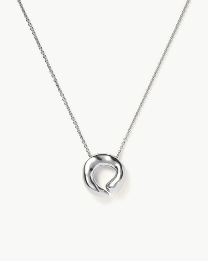 Molten Doughnut Pendant Necklace | Silver Plated