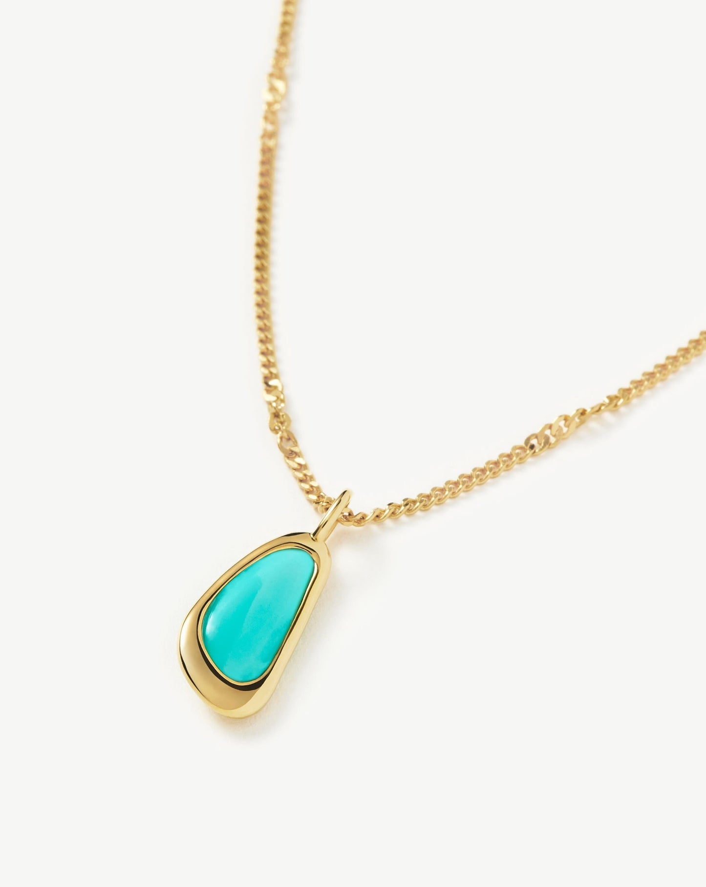 Molten Gemstone Bean Pendant Necklace | 18ct Gold Vermeil/Turquoise
