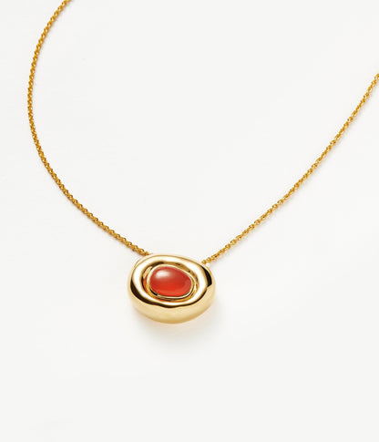 Molten Gemstone Doughnut Pendant Necklace | 18ct Gold Vermeil/Orange Chalcedony
