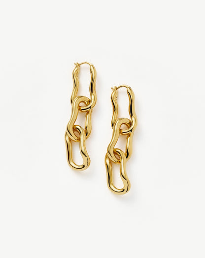 Molten Ovate Triple Drop Earrings | 18ct Recycled Gold Plating on Brass