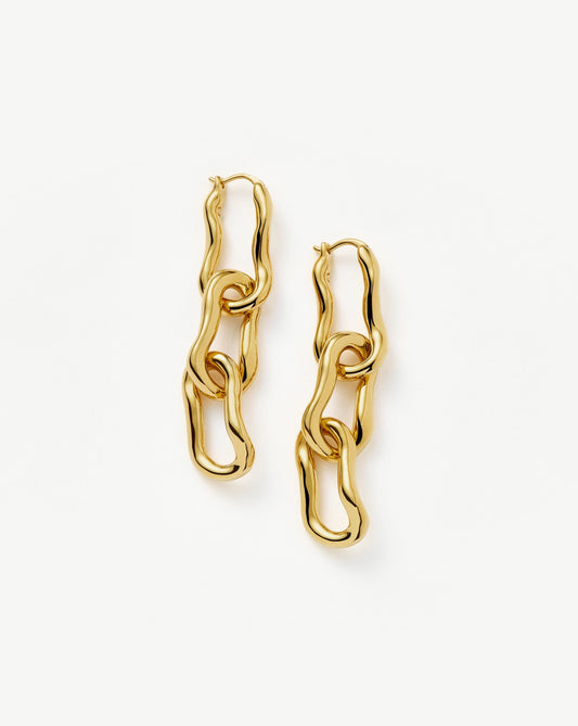 Molten Ovate Triple Drop Earrings | 18ct Recycled Gold Plating on Brass