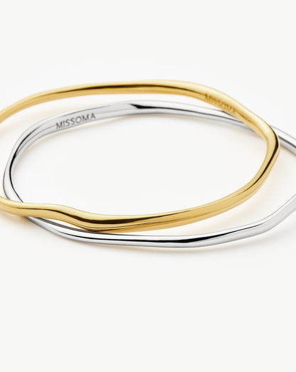 Molten Ripple Bangle Bracelet Set | Mixed Metal