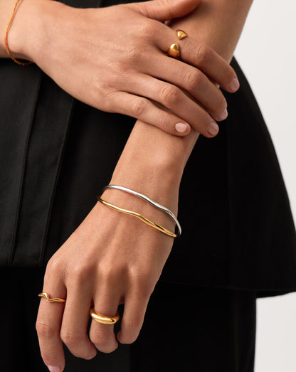 Molten Ripple Bangle Bracelet Set | Mixed Metal
