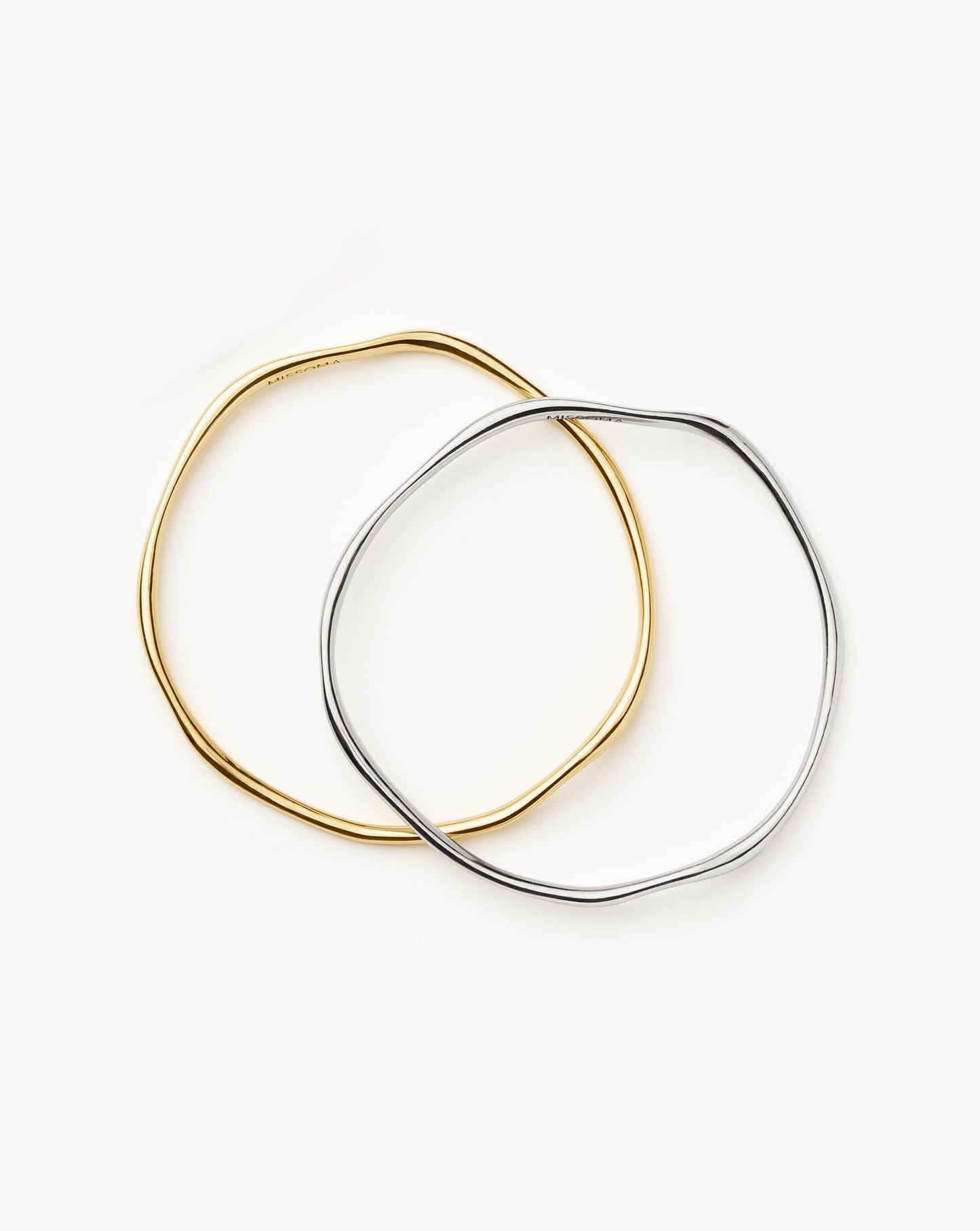 Molten Ripple Bangle Bracelet Set | Mixed Metal