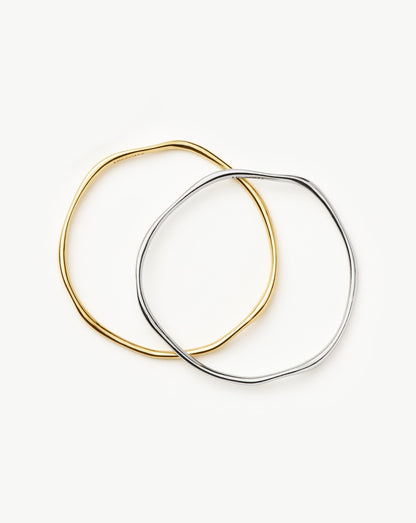 Molten Ripple Bangle Bracelet Set | Mixed Metal