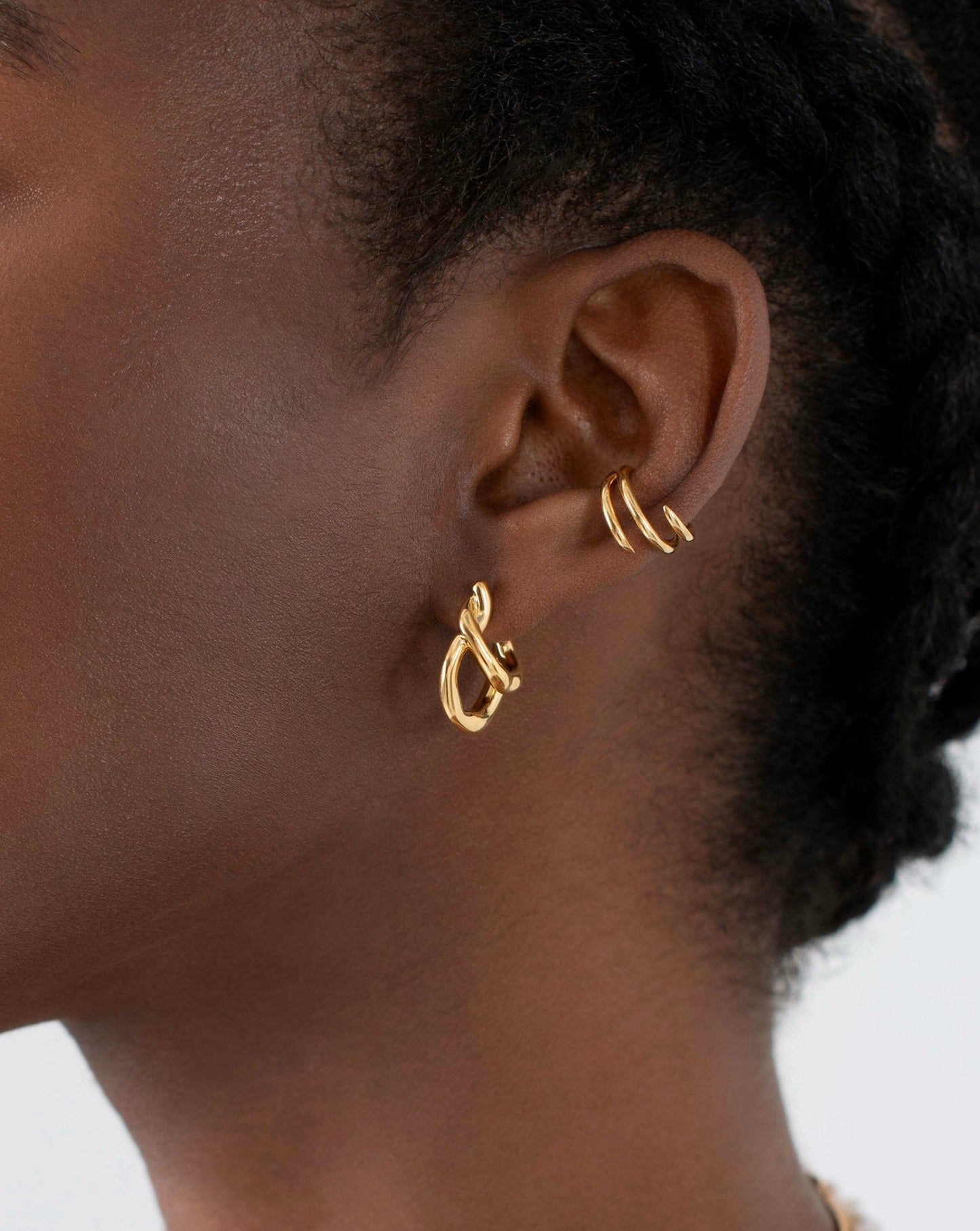 Molten Twisted Small Double Hoop Earrings