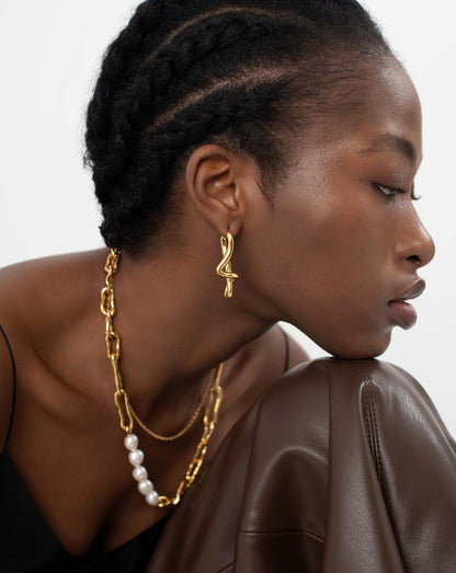 Molten Twisted Ovate Hoop Earrings