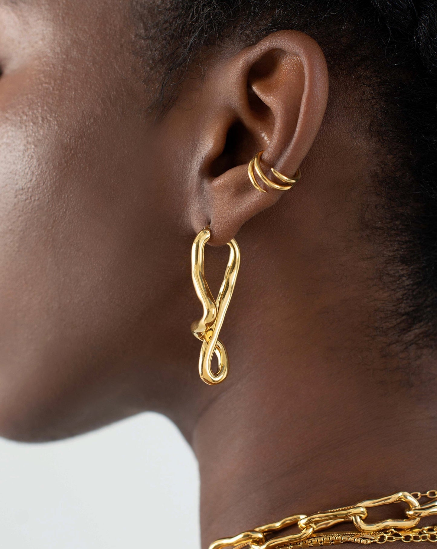 Molten Twisted Ovate Hoop Earrings