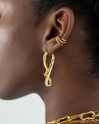 Molten Twisted Ovate Hoop Earrings