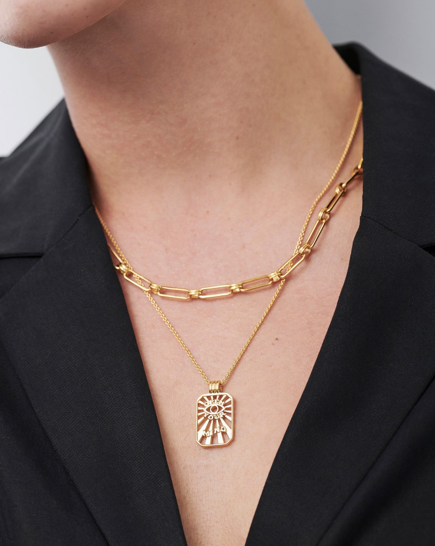 Open Your Mind Tag Pendant Chain Necklace