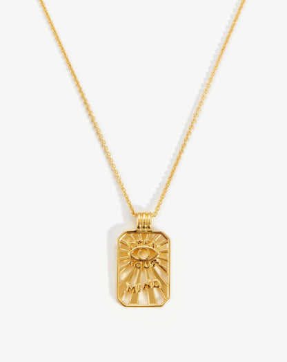 Open Your Mind Tag Pendant Chain Necklace