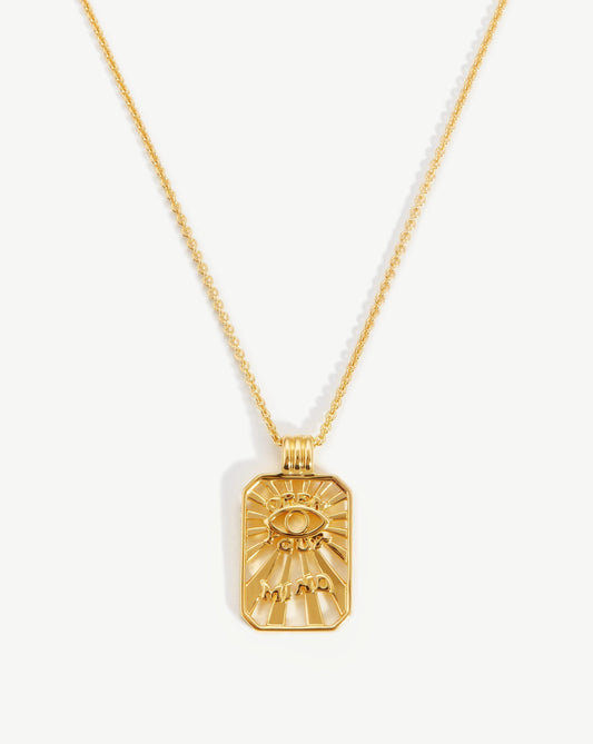 Open Your Mind Tag Pendant Chain Necklace