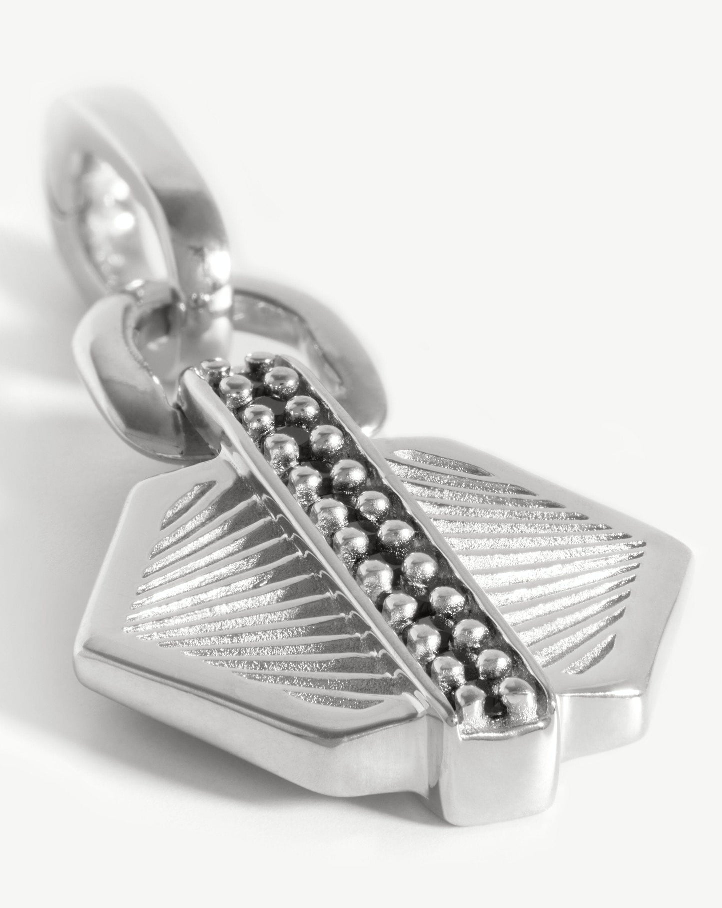 Pave Hex Clip-On Pendant | Silver Plated/Black Onyx