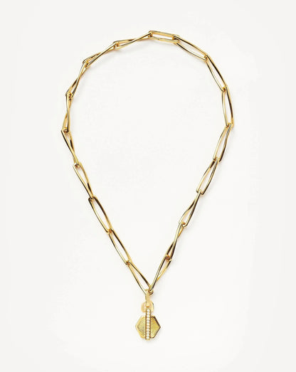 Pave Hex Twisted Link Chain Necklace | 18ct Gold Plated/Opalite