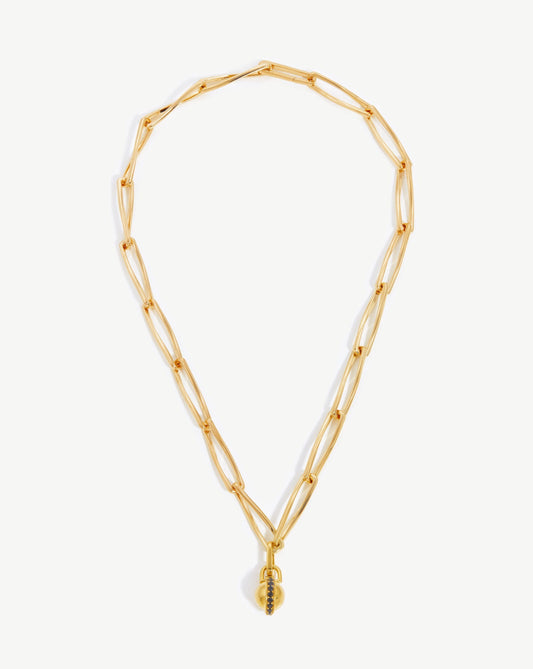 Pave Sphere Twisted Link Chain Necklace