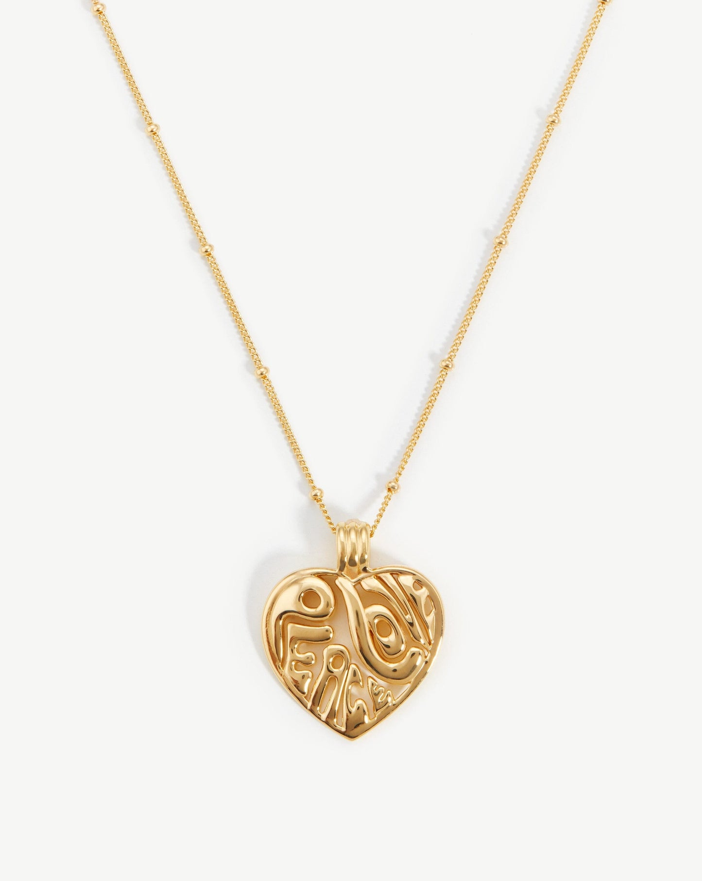 Peace & Love Heart Pendant Chain Necklace | 18ct Gold Vermeil