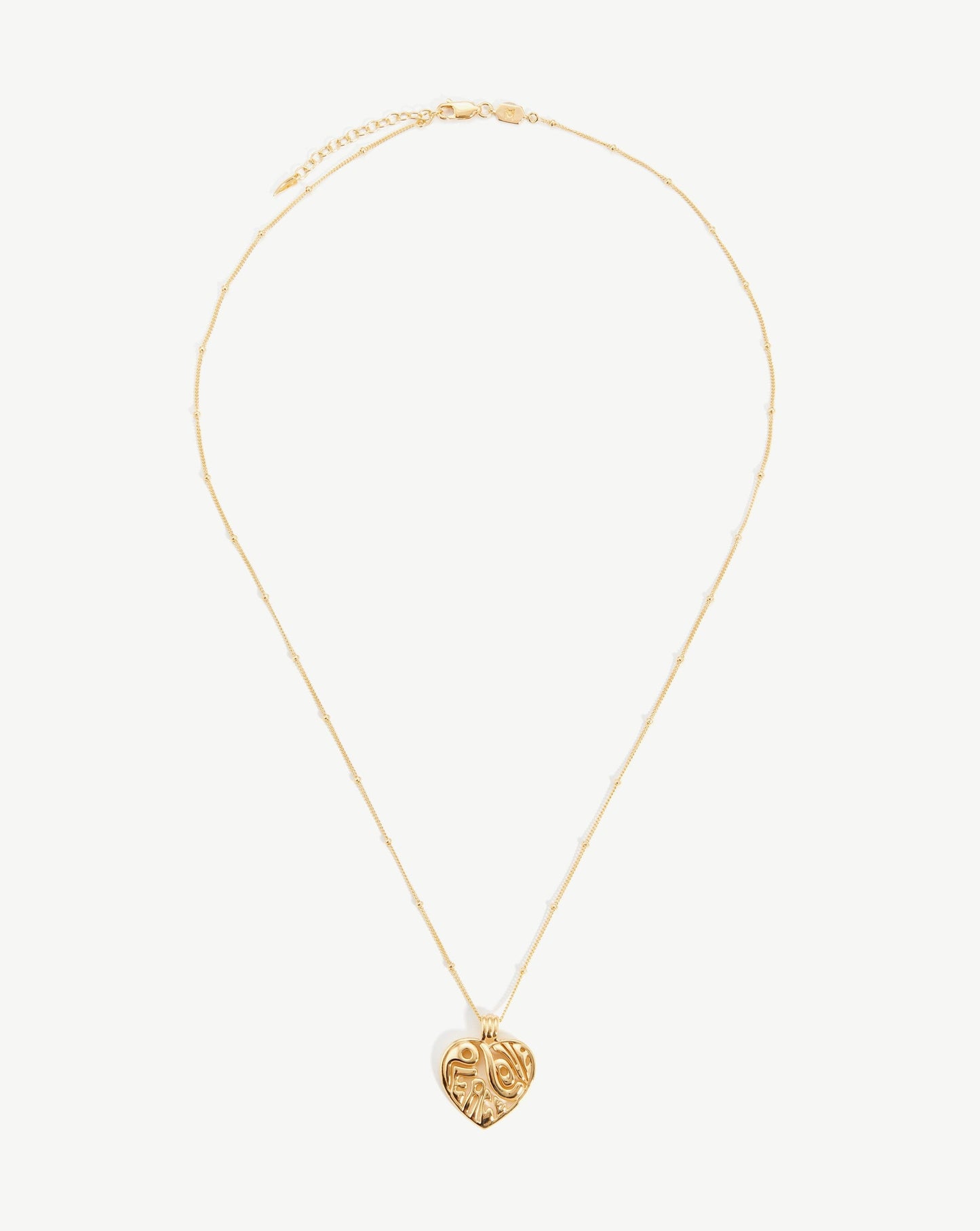 Peace & Love Heart Pendant Chain Necklace | 18ct Gold Vermeil
