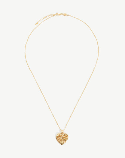 Peace & Love Heart Pendant Chain Necklace | 18ct Gold Vermeil