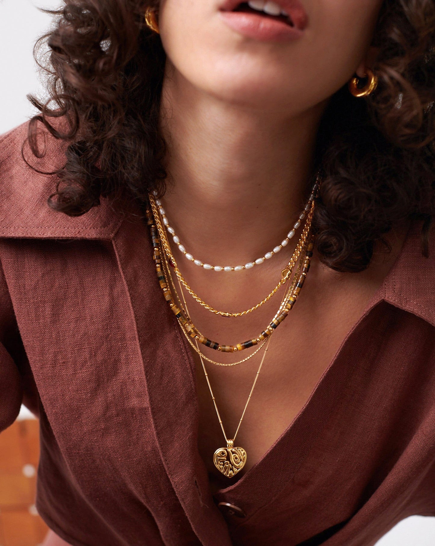 Peace & Love Heart Pendant Chain Necklace | 18ct Gold Vermeil
