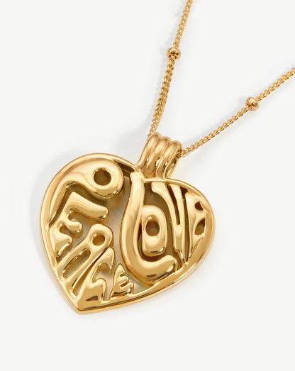 Peace & Love Heart Pendant Chain Necklace | 18ct Gold Vermeil