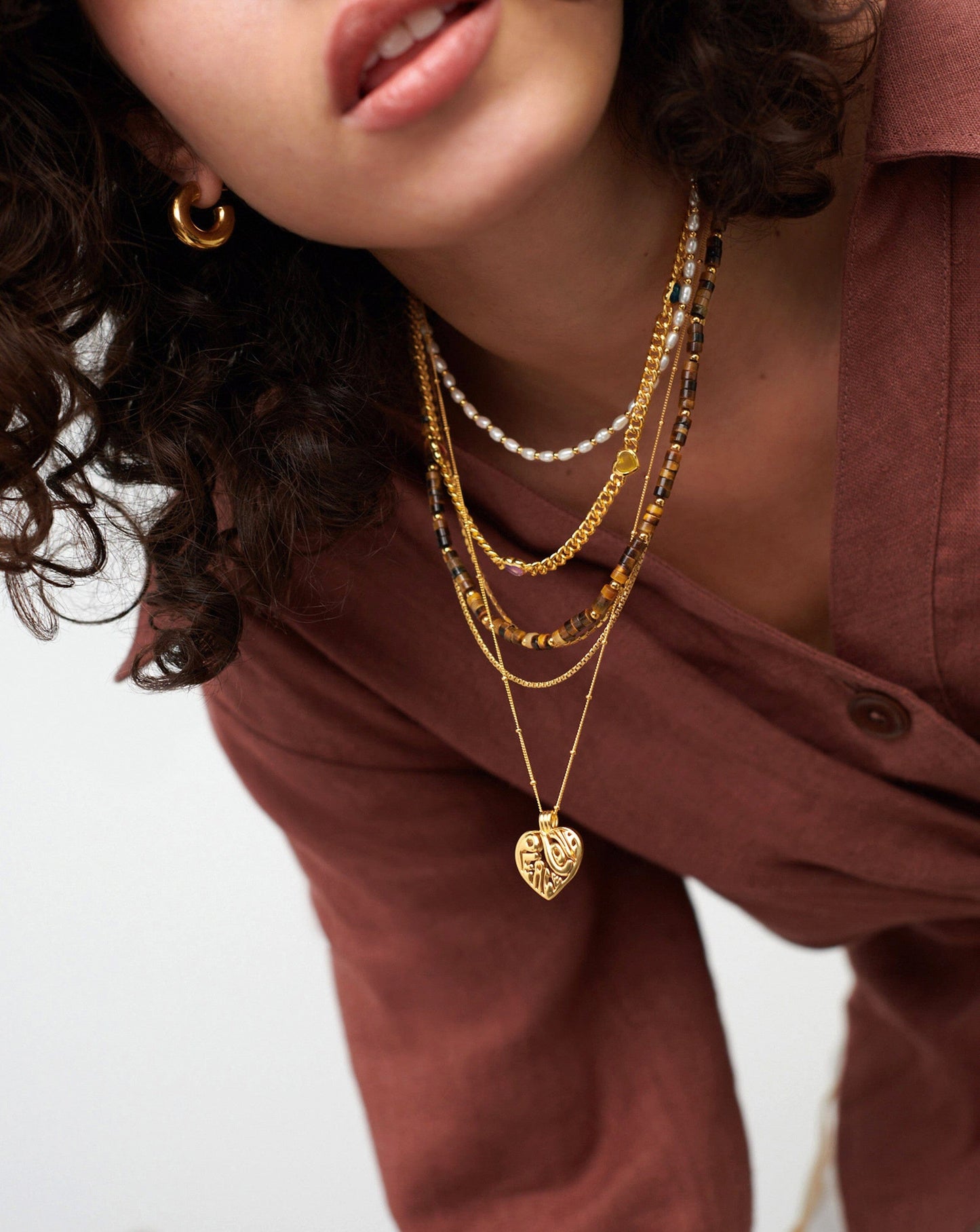 Peace & Love Heart Pendant Chain Necklace | 18ct Gold Vermeil