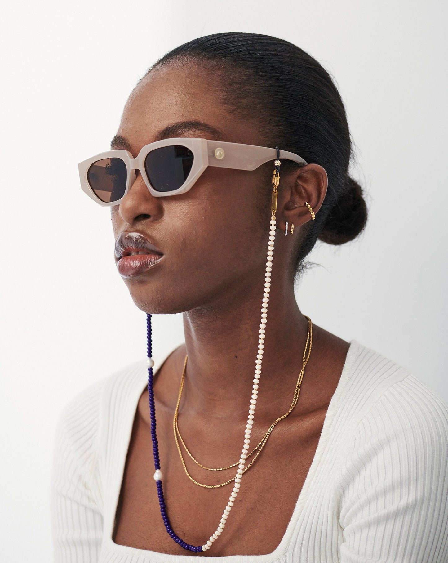 Pearl & Beaded Eyewear Chain | 18ct Gold Plated/Multi Beaded