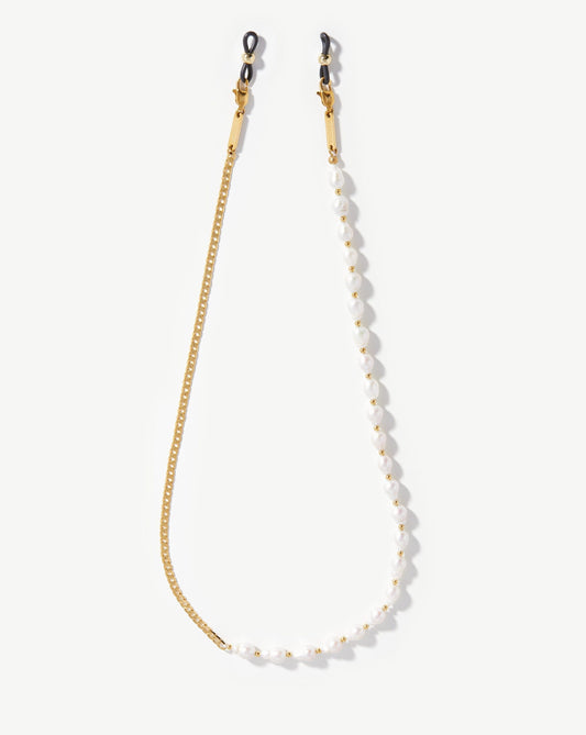 Pearl & Curb Eyewear Chain | 18ct Gold Plated/Pearl