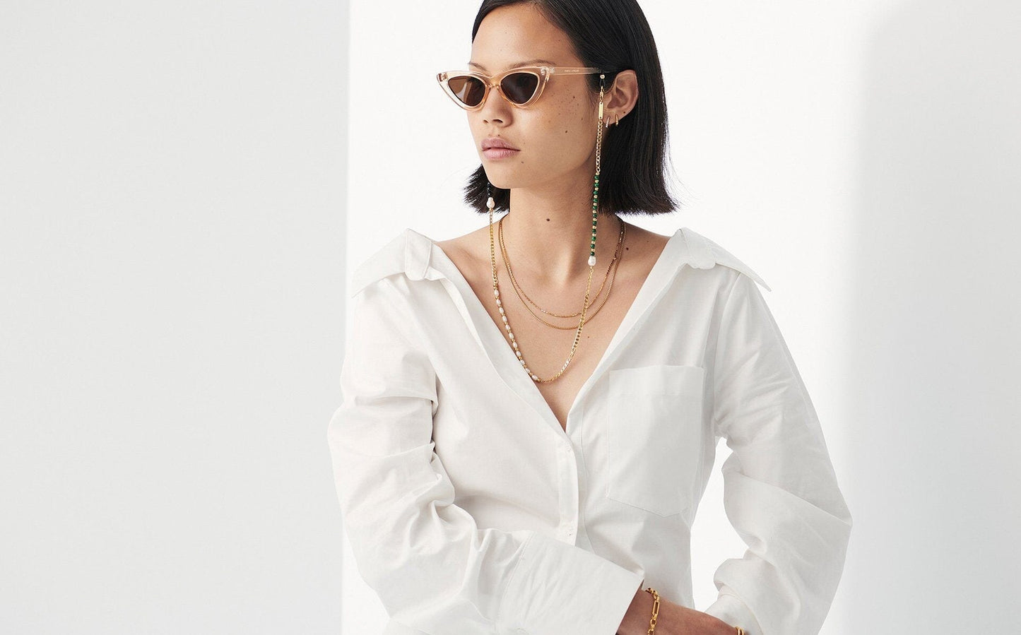 Pearl & Gemstone Curb Eyewear Chain