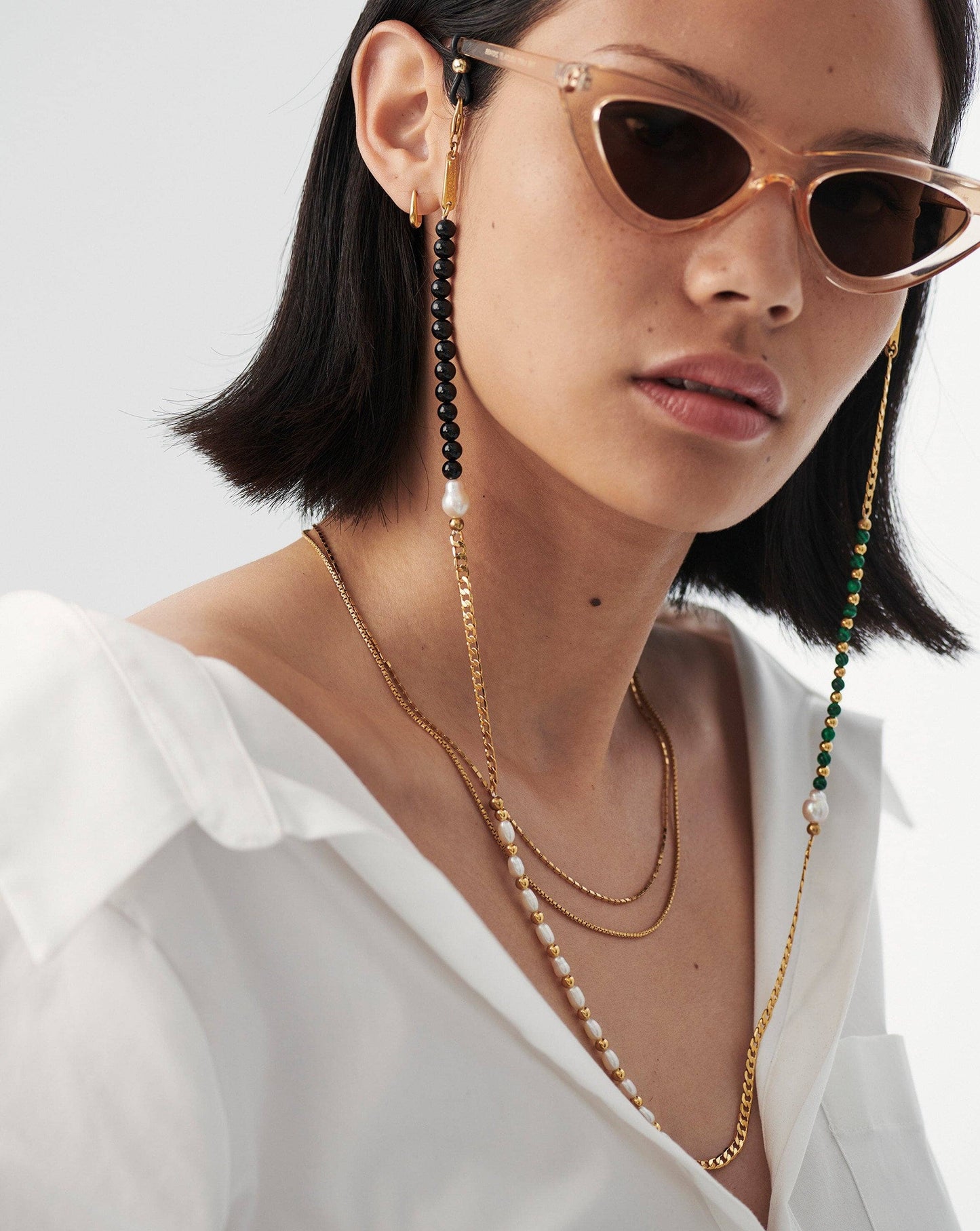 Pearl & Gemstone Curb Eyewear Chain