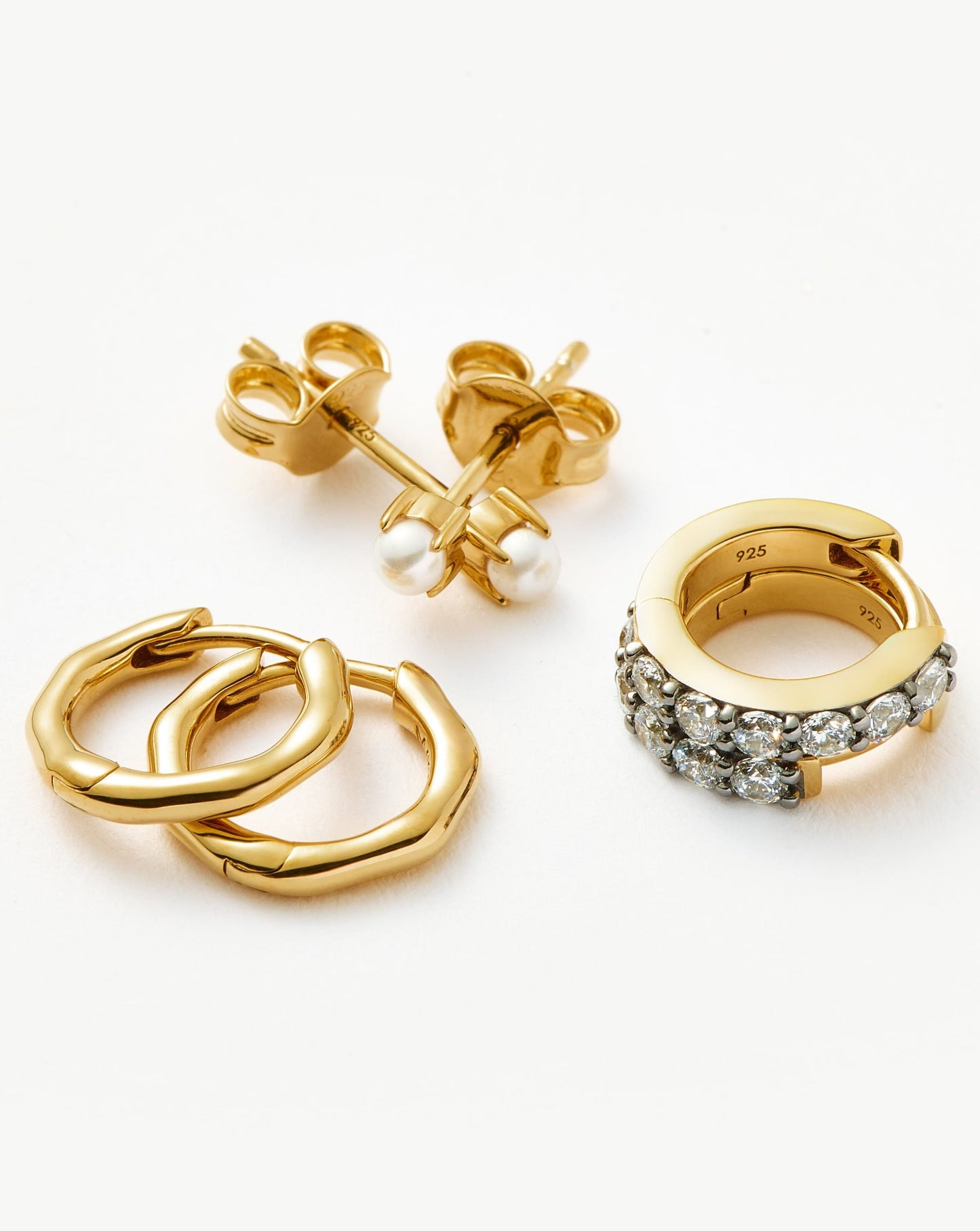 Pearl Mix & Match Charm Hoop Earring Set | 18ct Gold Vermeil/Pearl