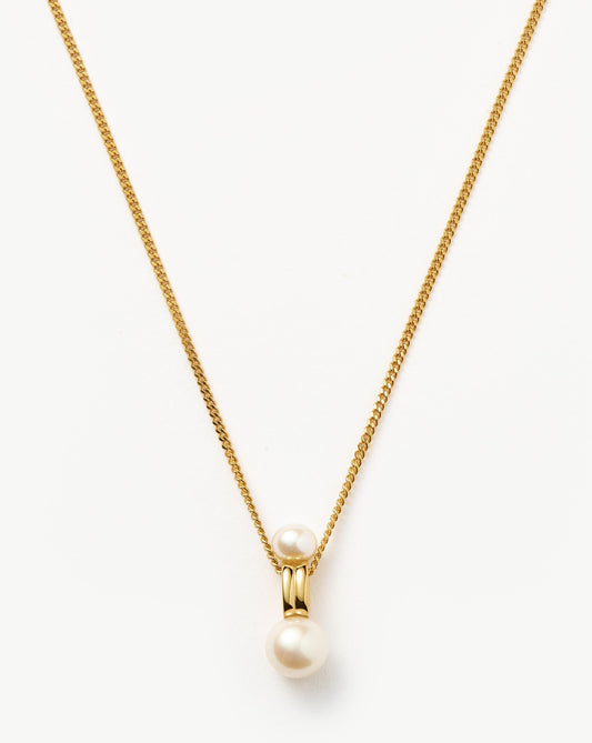 Pearl Ridge Pendant Chain Necklace | 18ct Gold Vermeil/Pearl