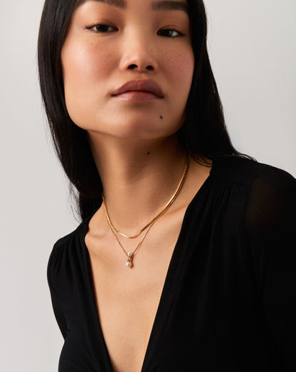 Pearl Ridge Pendant Chain Necklace | 18ct Gold Vermeil/Pearl
