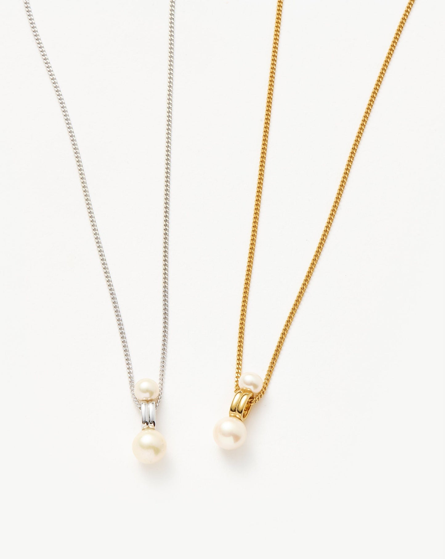 Pearl Ridge Pendant Chain Necklace | 18ct Gold Vermeil/Pearl