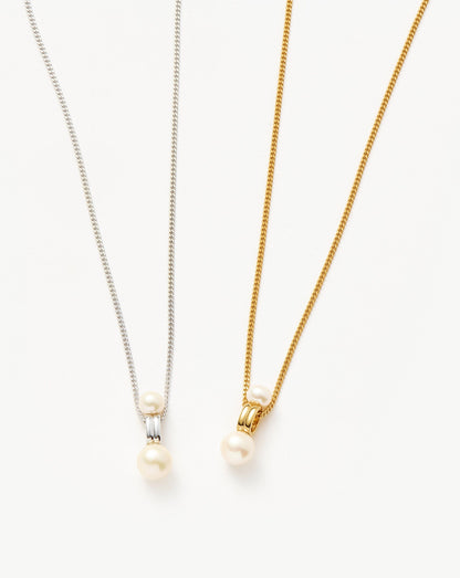 Pearl Ridge Pendant Chain Necklace | 18ct Gold Vermeil/Pearl