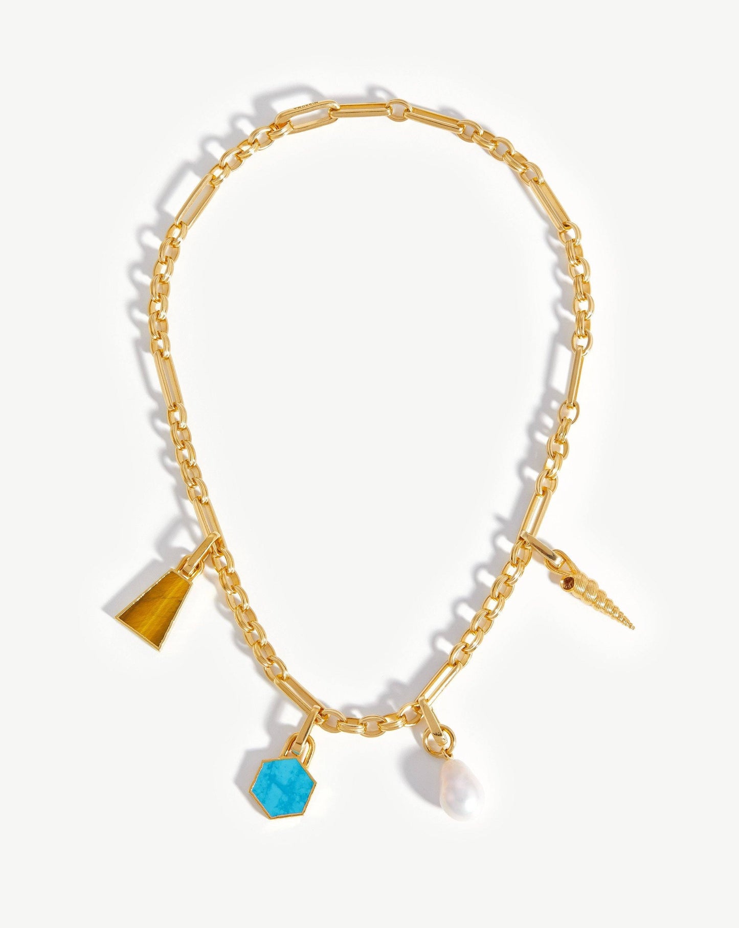 Pearl & Shell Gemstone Charm Necklace