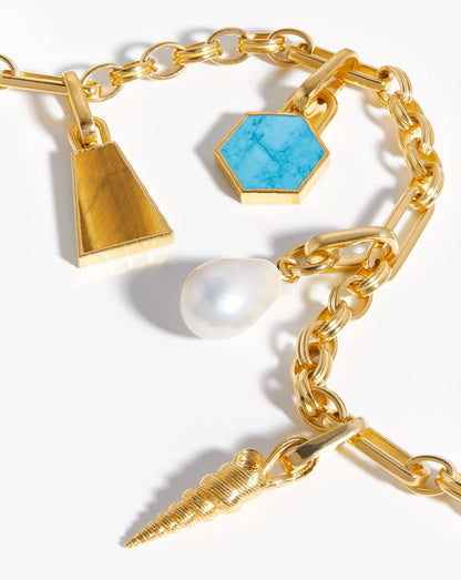 Pearl & Shell Gemstone Charm Necklace