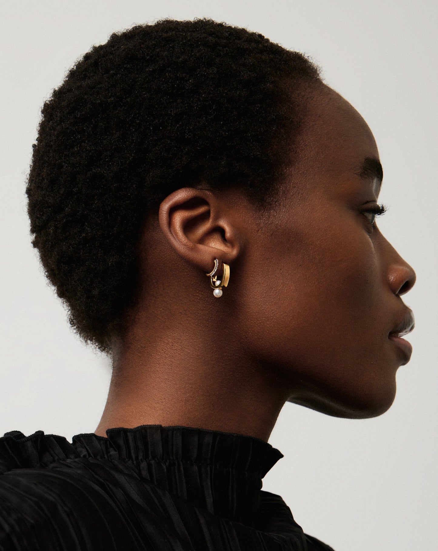 Pearl Square & Pave Small Hoop Earring Set | 18ct Gold Vermeil Cubic Zirconica Pearl