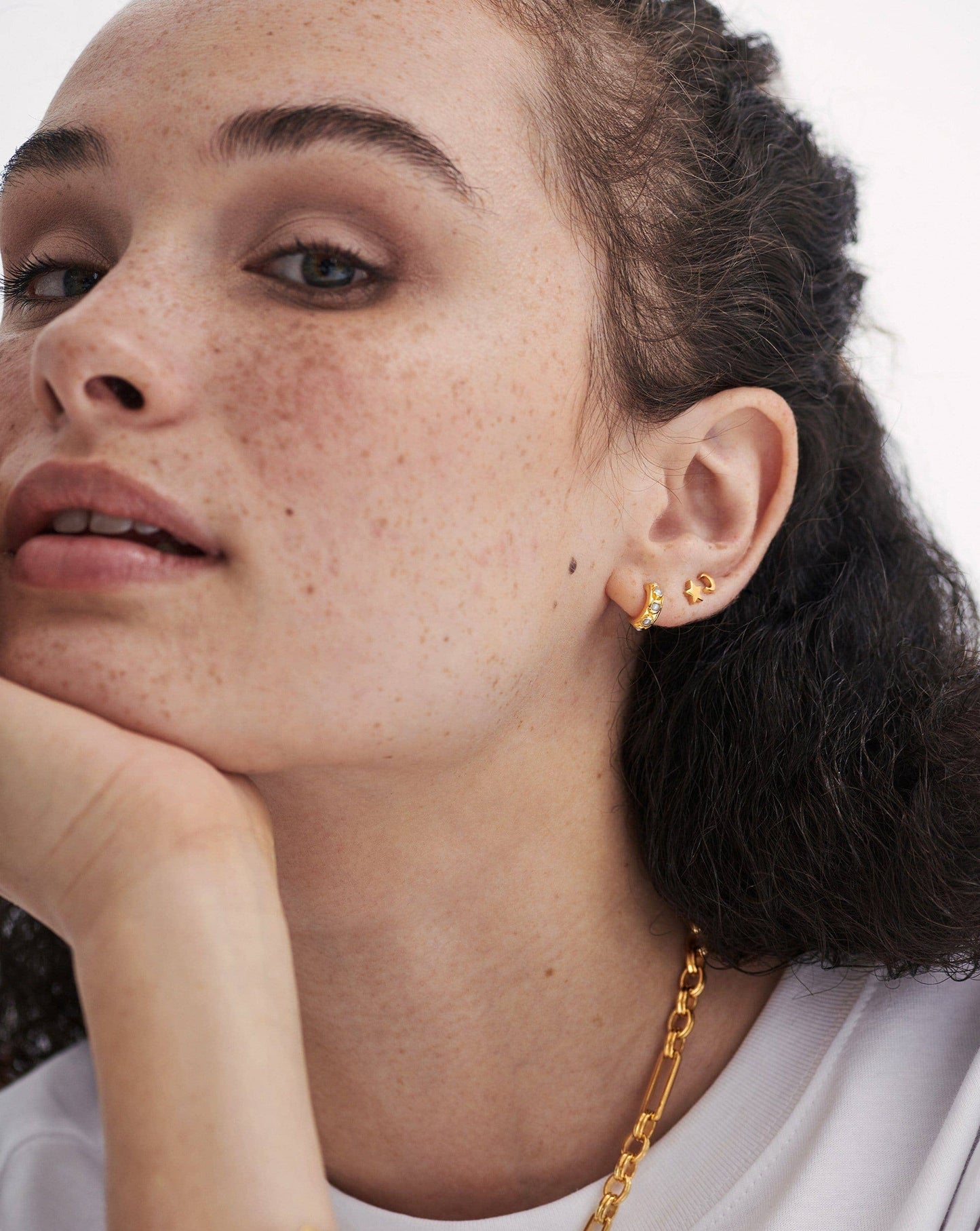 Pearl Studded Huggies | 18ct Gold Vermeil/Pearl