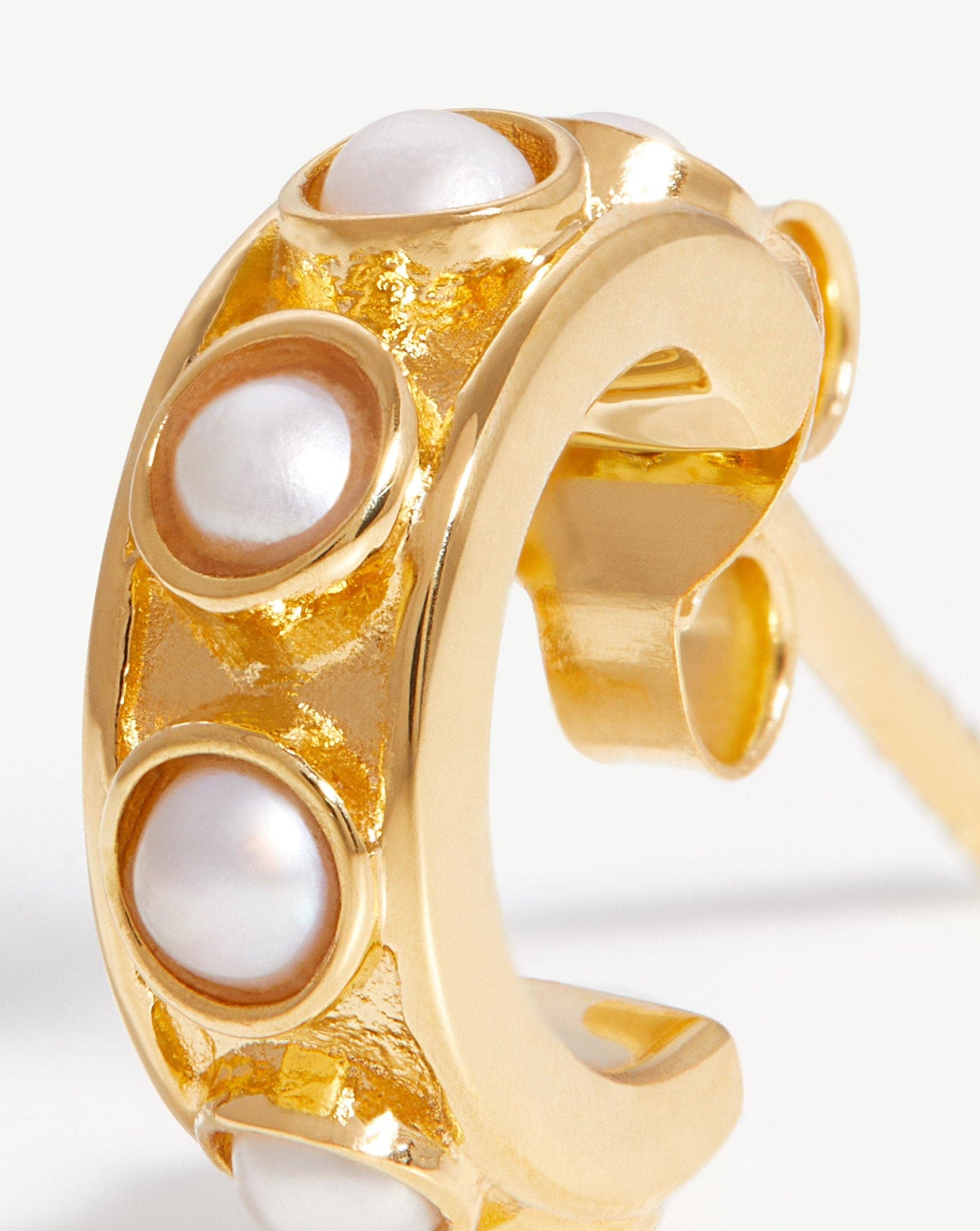 Pearl Studded Huggies | 18ct Gold Vermeil/Pearl