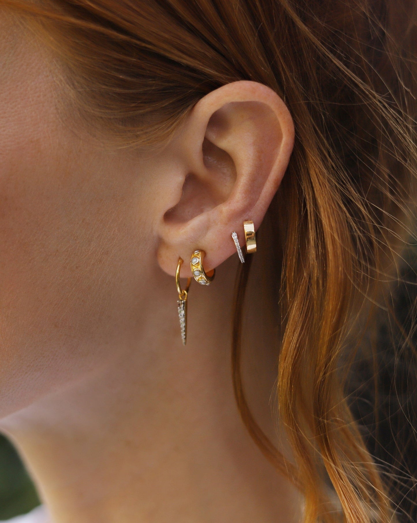 Pearl Studded Huggies | 18ct Gold Vermeil/Pearl