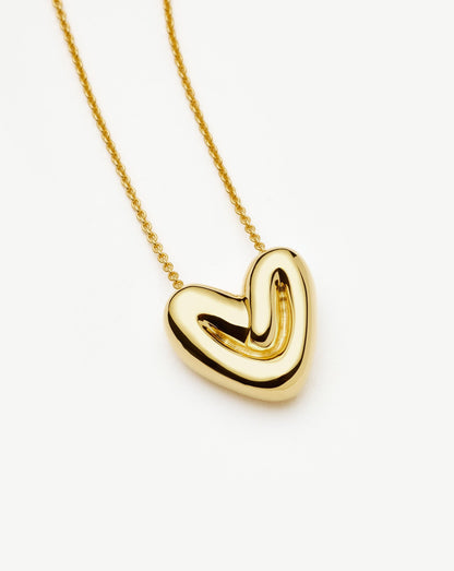Puffy Heart Pendant Necklace | 18ct Gold Plated