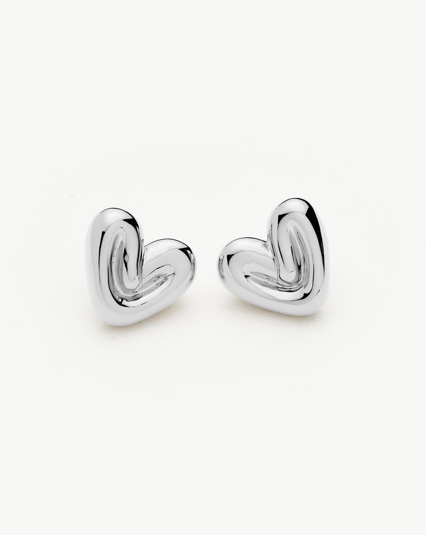 Puffy Heart Stud Earrings | Sterling Silver Plated