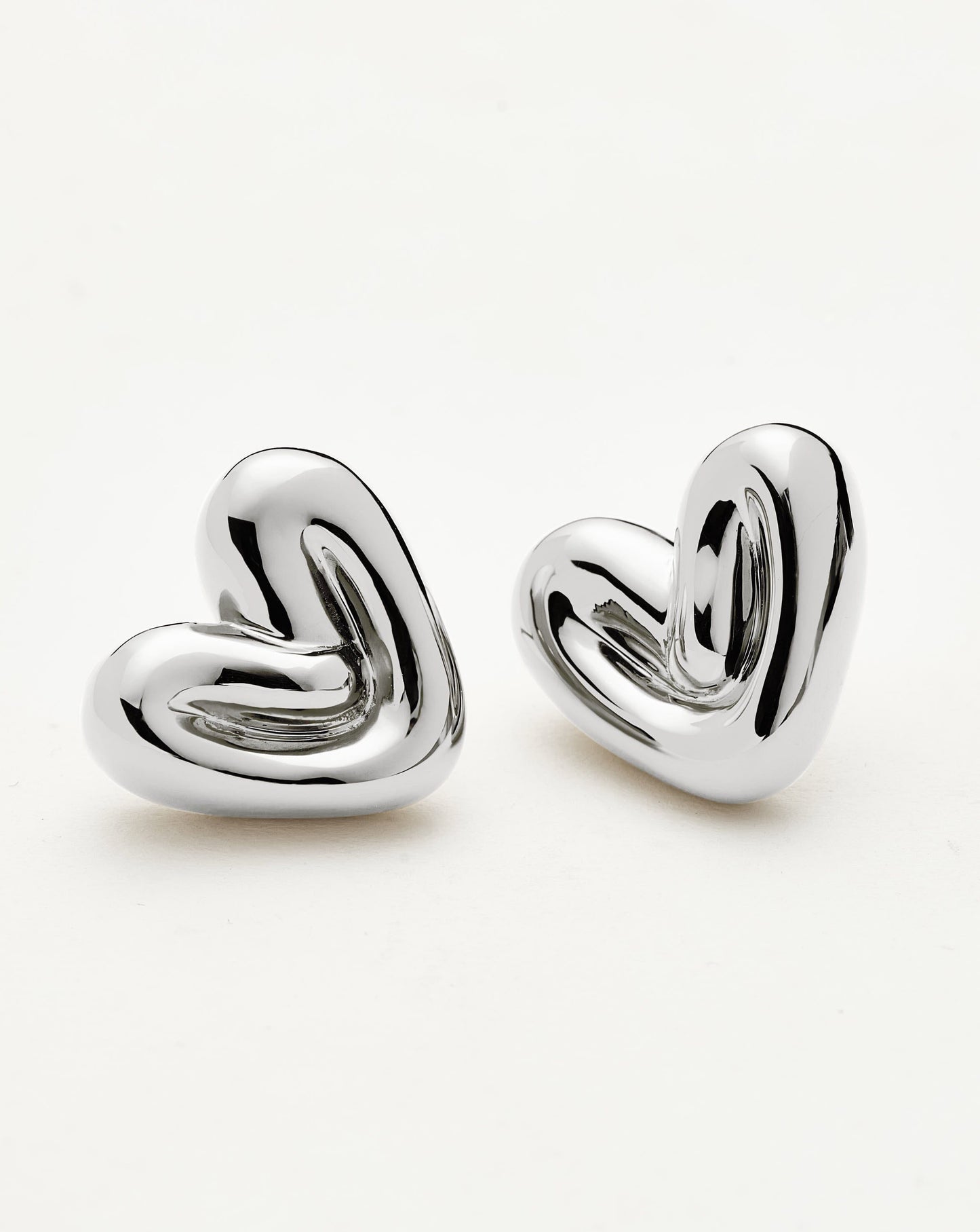Puffy Heart Stud Earrings | Sterling Silver Plated
