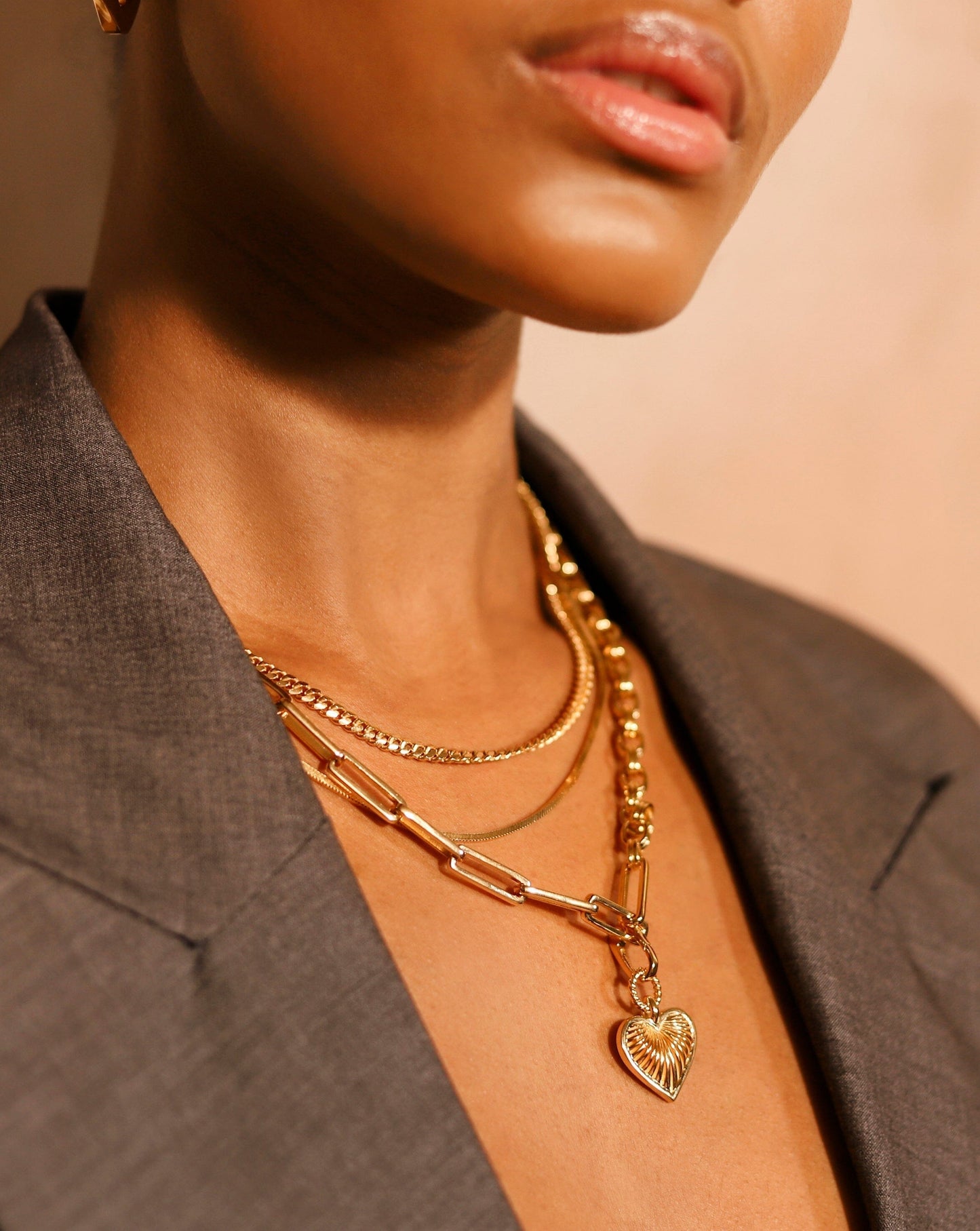 Ridge Heart Axiom Chain Necklace