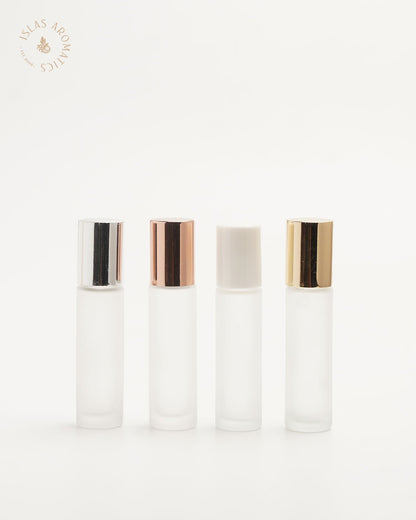 Frosted Glass Roller Bottle w/ White Cap