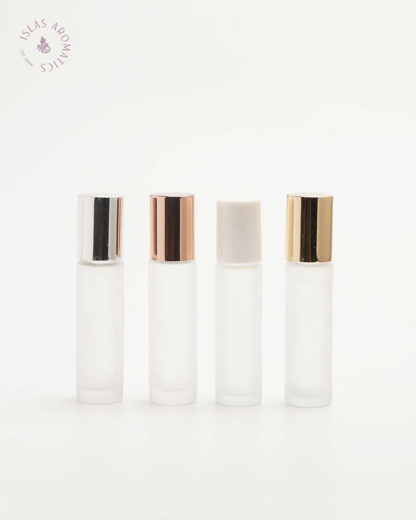Frosted Glass Roller Bottle w/ Silver Cap