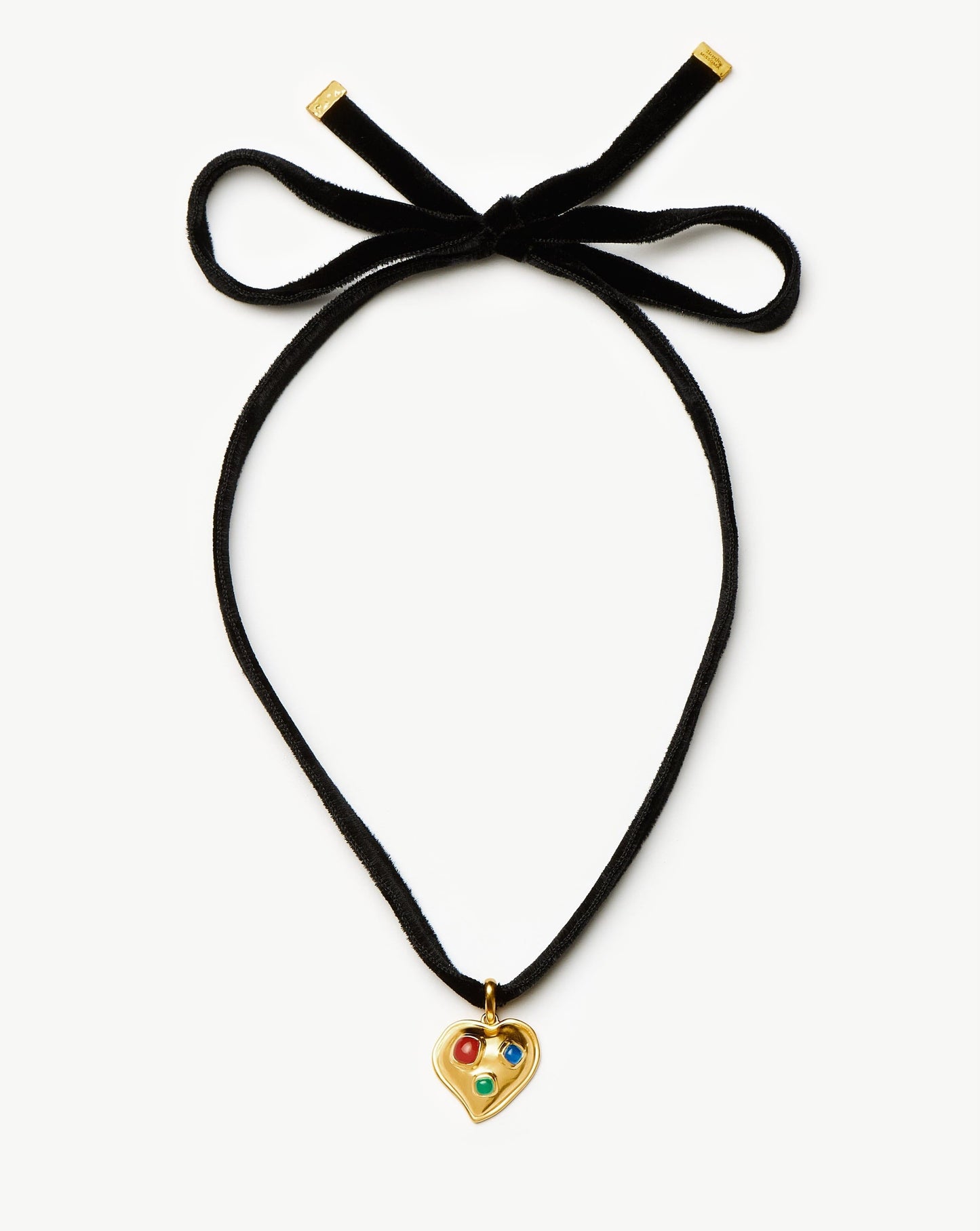 Rouje Frankie Heart Gemstone Velvet Necklace | 18ct Gold Plated
